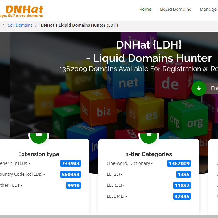 DNhat Liquid domains for end-users and investment: one-word, 2l, 3l, 4l domains