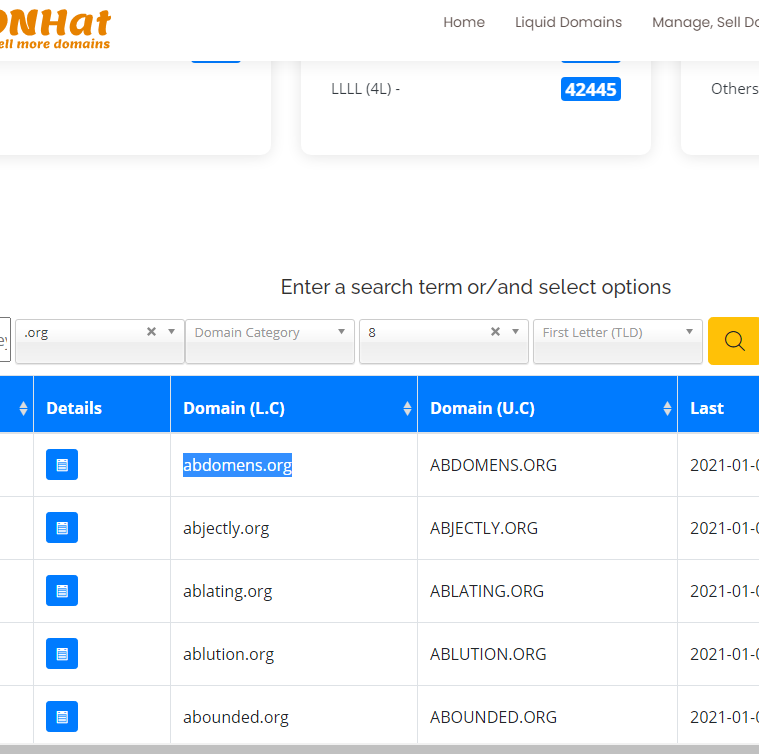 DNhat Liquid domains hunter : advanced search features